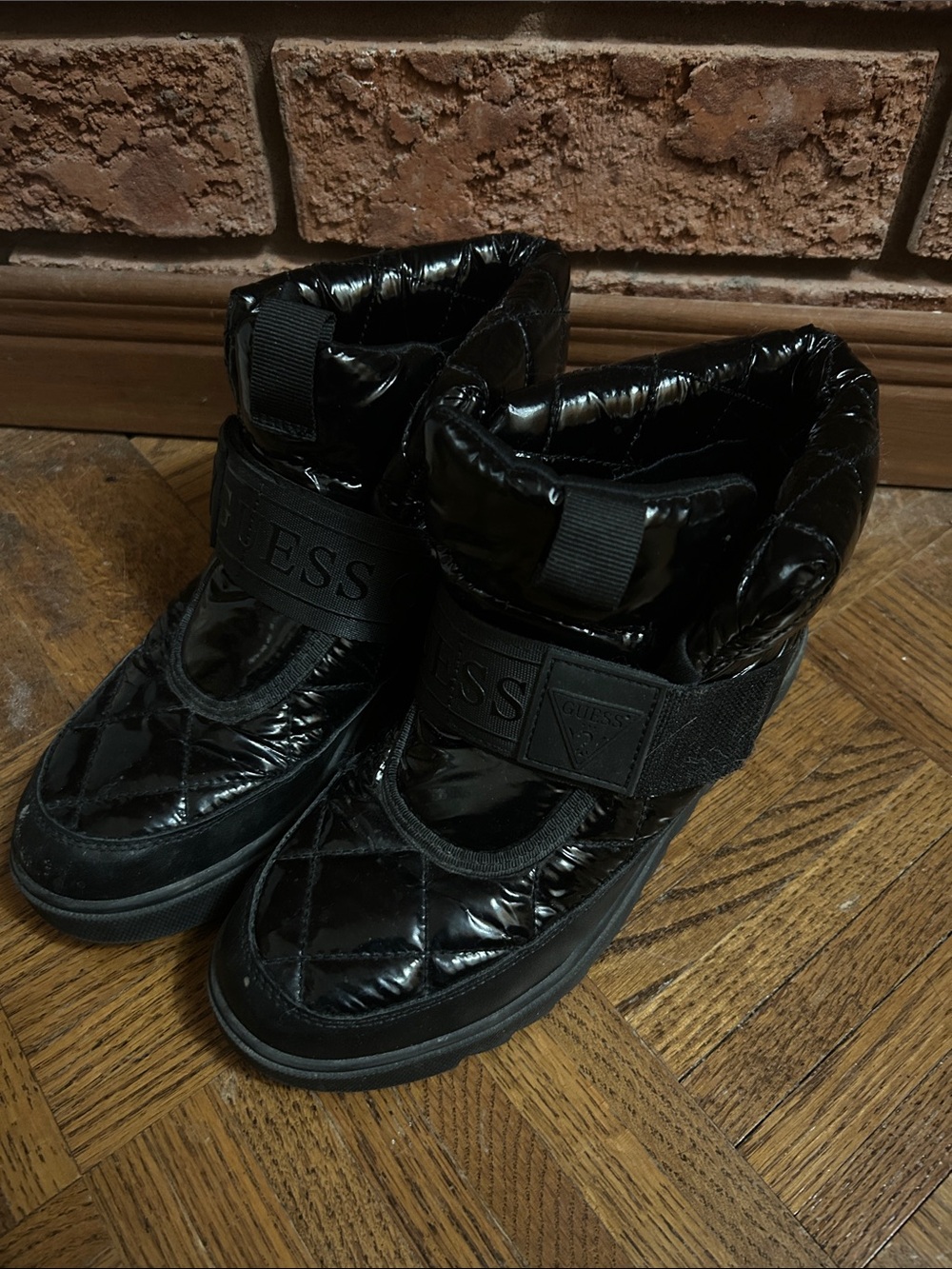 Guess Women’s Black Quilted Puffer Boots with Strap